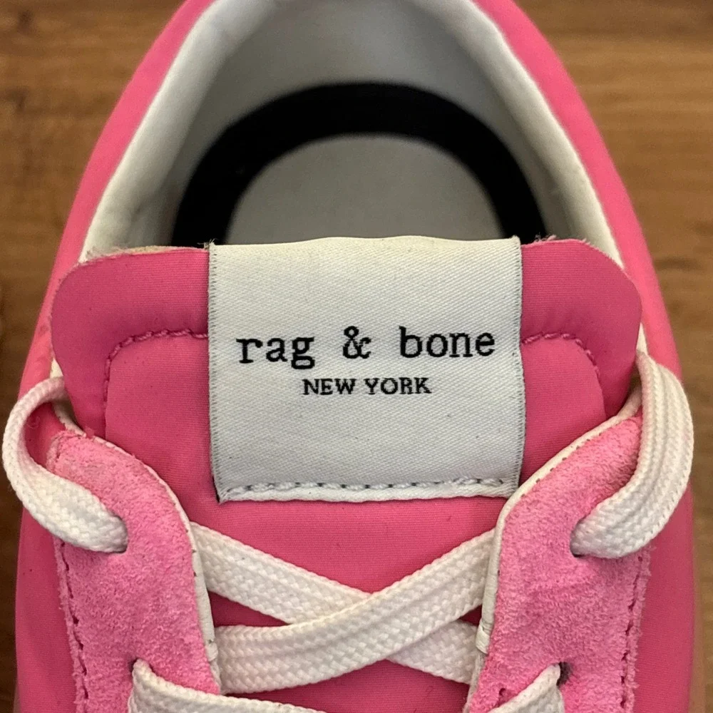 RAG & BONE Retro Runner Lace Up Low Top Sneaker Neon Pink Women Size 38.5 Sporty